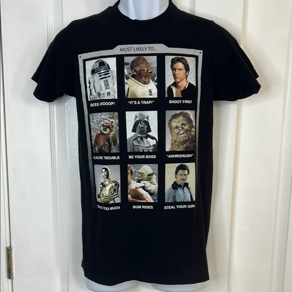 Star Wars Black Short Sleeve Tee with Vintage Portraits